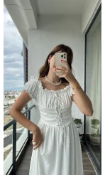 Mamami Beyaz Korseli Elbise