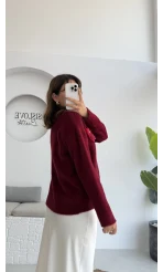 Mandy Çiçek Detay Hırka - Bordo - Kod: 25301