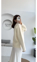 Mandy Çiçek Detay Hırka - Ekru - Kod: 25301