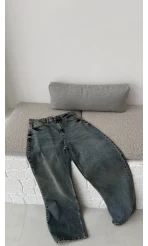 Mang Eskitme Tonları Yüksek Bel Denim Jean Pantolon