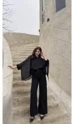 Mang Siyah Taşlı Yüksel Bel Denim Jean Pantolon