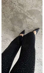 Mang Siyah Taşlı Yüksel Bel Denim Jean Pantolon