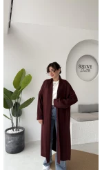 Manon Uzun Triko Hırka - Bordo - Kod: 25504