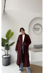 Manon Uzun Triko Hırka - Bordo - Kod: 25504