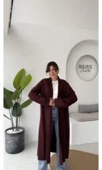 Manon Uzun Triko Hırka - Bordo - Kod: 25504