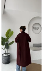 Manon Uzun Triko Hırka - Bordo - Kod: 25504