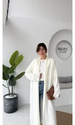 Manon Uzun Triko Hırka - Kırık Beyaz - Kod: 25504