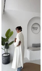 Manon Uzun Triko Hırka - Kırık Beyaz - Kod: 25504