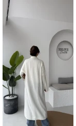 Manon Uzun Triko Hırka - Kırık Beyaz - Kod: 25504