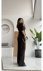 Maribel Düğme Detaylı Yelek Takım - Acı Kahve - Kod: 8809