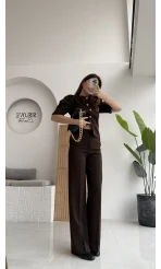 Maribel Düğme Detaylı Yelek Takım - Acı Kahve - Kod: 8809