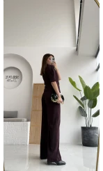 Maribel Düğme Detaylı Yelek Takım - Bordo - Kod: 8809