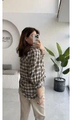 Marley Taşlı Ekose Gömlek - Taş - Kod: 2166