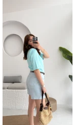 Massi Etiketli Premium Vatkalı T-Shirt Mavi