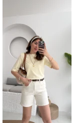 Massi Etiketli Premium Vatkalı T-Shirt Sarı