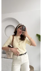 Massi Etiketli Premium Vatkalı T-Shirt Sarı