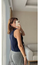 Massi Etiketli Triko Örgü Yelek Lacivert