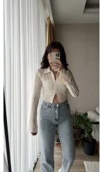 Matmazel Dantel Fermuarlı Bluz