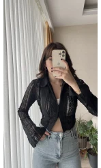 Matmazel Dantel Fermuarlı Bluz