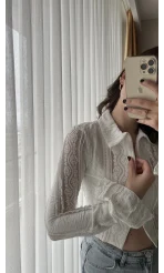 Matmazel Dantel Fermuarlı Bluz