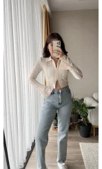 Matmazel Dantel Fermuarlı Bluz