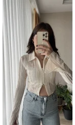 Matmazel Dantel Fermuarlı Bluz