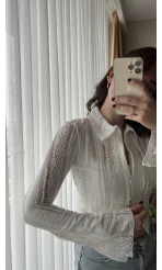 Matmazel Dantel Fermuarlı Bluz