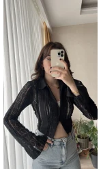 Matmazel Dantel Fermuarlı Bluz