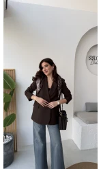 Matthew Fular Detay Blazer Ceket - Acı Kahve - Kod: 7665