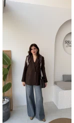 Matthew Fular Detay Blazer Ceket - Acı Kahve - Kod: 7665