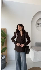 Matthew Fular Detay Blazer Ceket - Acı Kahve - Kod: 7665