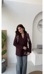 Matthew Fular Detay Blazer Ceket - Mürdüm - Kod: 7665