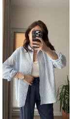 Açık Mavi Çizgili Gömlek Ru