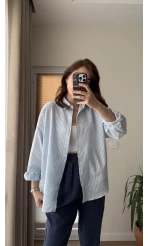 Açık Mavi Çizgili Gömlek Ru