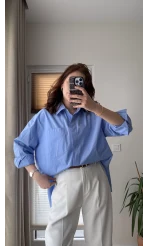 Mavi Oversize Gömlek