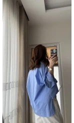 Mavi Oversize Gömlek