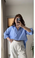 Mavi Oversize Gömlek