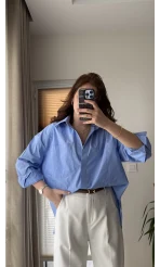 Mavi Oversize Gömlek