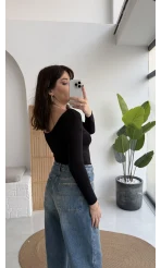 Mavi Yüksek Bel Baggy Jean Pantolon - Kod: 1055