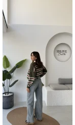 Mavi Yüksek Bel Denim Jean Pantolon - Kod: 1008