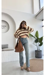 Mavi Yüksek Bel Wide Leg Jean Pantolon - Kod: 992