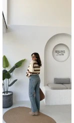 Mavi Yüksek Bel Wide Leg Jean Pantolon - Kod: 992