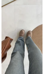 Mavi Yüksek Bel Wide Leg Jean Pantolon - Kod: 992