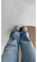 Mavi Yüksel Bel Bol Paça Denim Jean Pantolon - Kod: 864