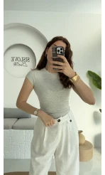 Maxi Kısa Kollu Oys Gri T-Shirt