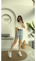 Maxi Şehir Boy Kot Şort Açık Mavi