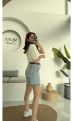 Maxi Şehir Boy Kot Şort Açık Mavi