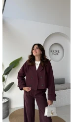 Maya Yarım Kruvaze Trençkot - Bordo - Kod: 7529