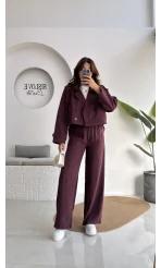 Maya Yarım Kruvaze Trençkot - Bordo - Kod: 7529