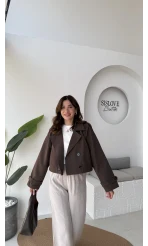 Maya Yarım Kruvaze Trençkot - Kahve - Kod: 7529